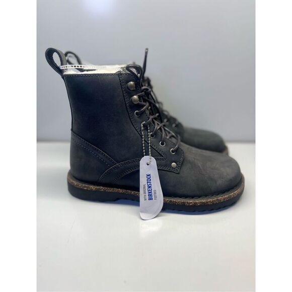 Birkenstock Bryson Shearling Natural Nubuck Leather Boots Graphite Sz 36/ 5US - Picture 1 of 7